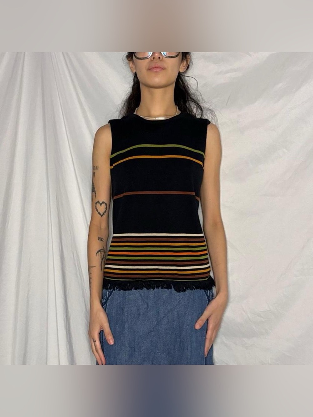 Vintage Onque Casuals 100% Cotton Knit Sleeveless Top - Picture 2 of 4